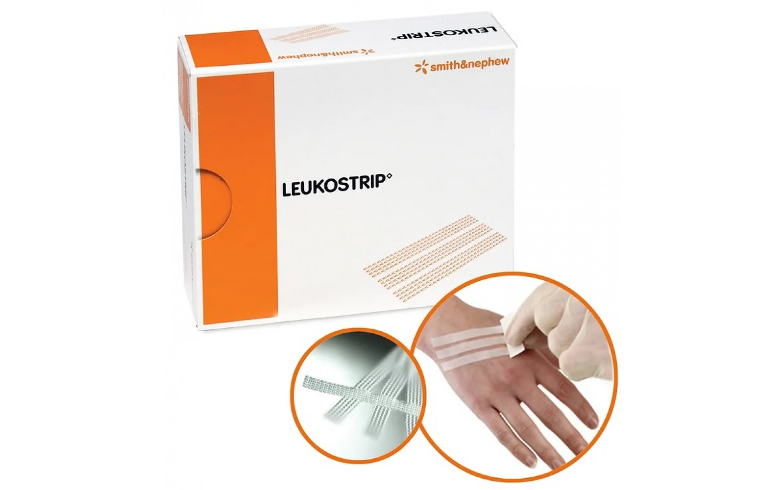Adhesive hypoallergenic wound closure strips LEUKOSTRIP™ (Smith+Nephew)